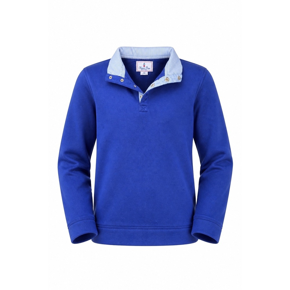 Classic Prep Hollis Snap Placket Pullover Blue Ribbon Sustainable Fleece Kids 12